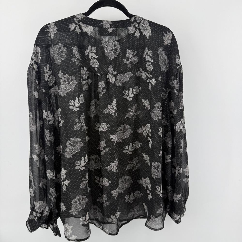Lane Bryant Black Fairy Dot Sheer Ruffle Whimsygoth Blouse Size 22 - Picture 9 of 10